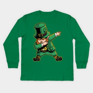 Dabechaun Funny Leprechaun Dabbing St Patricks Day Shirt Kids Long Sleeve T-Shirt